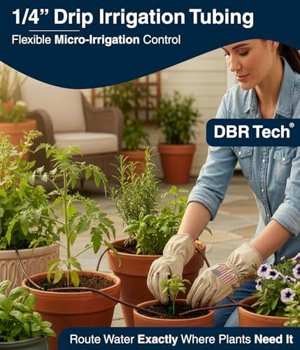 DBR Tech® 1/4 Drip Irrigation Tubing, 200 Feet, Flexible PVC Plastic Drip Irrigation Hose for Gardening, Misting, Hydroponics and DIY Landscape Garden Projects, Blank Distribution (200ft, Brown) - Image 2