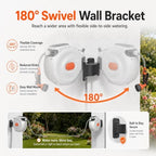 Garden Hose Reel, Wall Mount Retractable Hose with Spray Gun & 8 Patterns 32m/105ft - Image 3