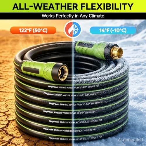 Garden Hose 75ft x 5/8", NON-EXPANDABLE Water Hose Heavy Duty, Flexible, Lightweight, Kink Resistant & Outside Hybrid Hose, Male to Female Fittings - Image 6