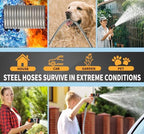 Metal Garden Hose 125FT Heavy Duty Lightweight 304 with Brass Nozzle,Durable Fittings,No Kink & Tangle,Puncture Resistant,Easy to Use & Store for RV,Outdoor, Yard,Ligh (125ft) - Image 7