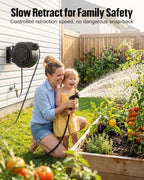 wikiwiki Retractable Garden Hose Reel 1/2 in x 50 ft, Heavy Duty Wall Mounted Hose Reel with 10- Function Sprayer Nozzle, Automatic Slow Return System/180°Swivel Bracket/UV Resistant (Black) - Image 3
