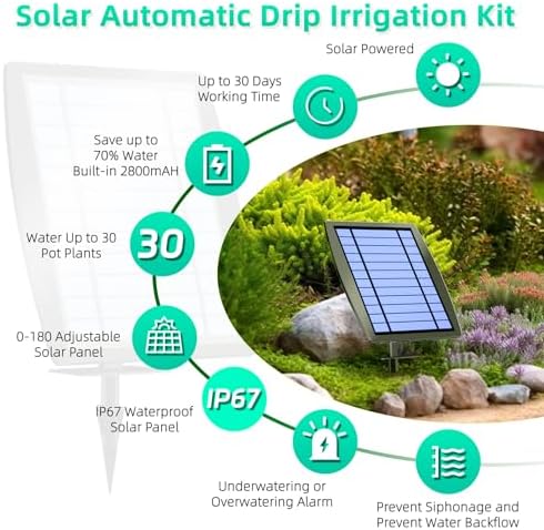 Solar Drip Irrigation System - Supports 20-30 Pots, 12 Timing Modes - Drip Irrigation Kit,Automatic Plant Garden Watering System for Outdoor Plants,Garden, and Potted Plants - Image 2