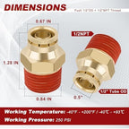 DOT Approved Male Straight Brass Union 1/2" Tube x 1/2" NPT, 10PCS - Image 5