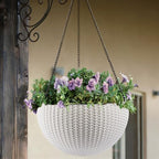 13.4 inch Self-Watering Hanging Planters, 13.4 Inch Rattan Style, White, 2 - Image 2