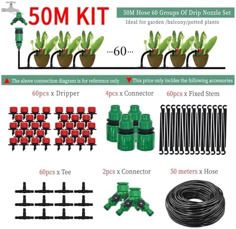 Garden Supplies 50M-5M DIY Drip Irrigation System Automatic Watering Garden Hose Micro Drip Watering Kits with Adjustable Drippers Nozzle(KIT001-50M) - Image 2
