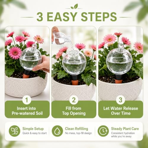 19 oz Large Self Watering Globes for Plants, Top Fill, 4 Pack - Image 4
