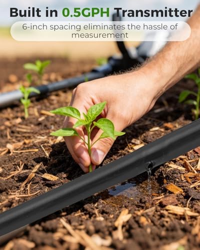 1/4" Drip Irrigation Tubing with 6" Emitter Spacing, (250 Ft Roll) Hydroponics Dripline with Built-in 0.5 GPH Dripper, Saving 80% Water, Drip Line for Garden Beds and Dense Planting Areas (Black) - Image 5