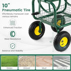 Goplus Garden Hose Reel Cart, 300ft 5/8" or 350ft of 1/2" Large Capacity, Heavy-Duty Metal Hose Cart w/4 Wheels, Storage Basket, Portable Water Hose Organizer for Outdoor Yard Planting Lawn - Image 5