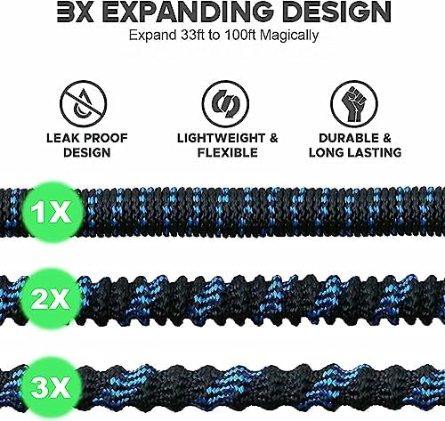 100 ft Expandable Garden Hose - Kink Free Flexible Water Hose with Controlled 10-Function Nozzle, 3/4 Solid Connectors, Durable 3750D Fabric, 4-Layer Latex Core - Image 2