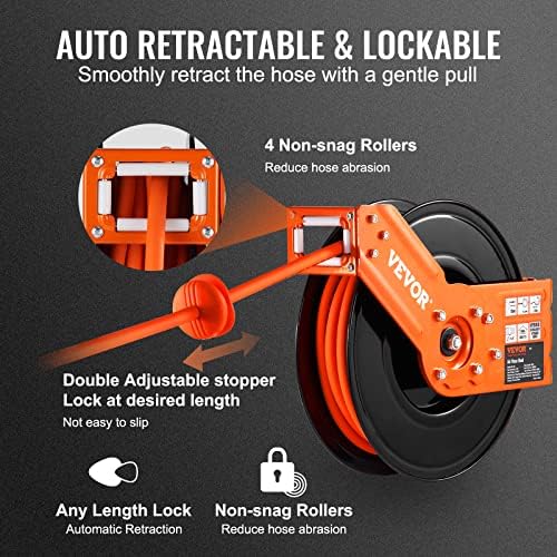 VEVOR Retractable Air Hose Reel 3/8 IN x 50 FT Hybrid Air Hose Max 300PSI - Image 4