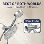 HammerHead Showers® Solid Metal Dual Shower Head Combo – CHROME – 8 Inch Rainfall High Flow Shower Head & Handheld Shower Head High Pressure with Hose 6ft - Hotel-Like Double Shower Heads - Image 3