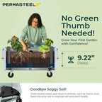 Permasteel Self-Watering Garden Bed, Rolling Planter for Vegetables, Flowers, Herbs, and Fruit, Outdoor Indoor, Caster Wheels, Blue - Image 4