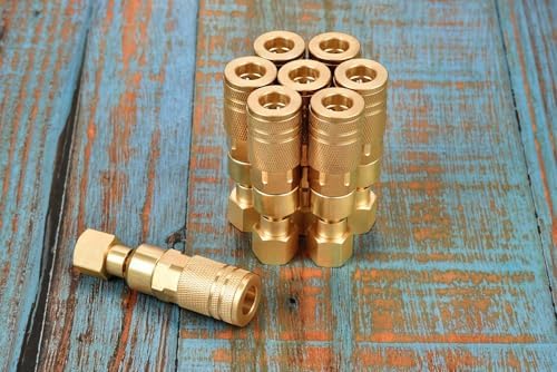 RayMagic Upgraded 1/4'' NPT Air Hose Fittings, 1/4 Inch Brass Female 360° Swivel Coupler, Quick Connector M Style Air Coupler,1/4 Inch Air Fittings For Air Compressor Accessories 8-Pack - Image 7