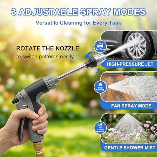Hose Hawk Pro Pressure Washer Gun, High Pressure Hose Nozzle with 4 Spray Modes, Watering Sprayer for Cleaning Patio Yard Car Pets, Adjustable Pressure Washer Nozzle with 25FT Garden Hose - Image 4