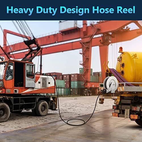 Grease Hose Reel 1/4" x 50', Retractable Dual-Arm Steel Reel - Image 7