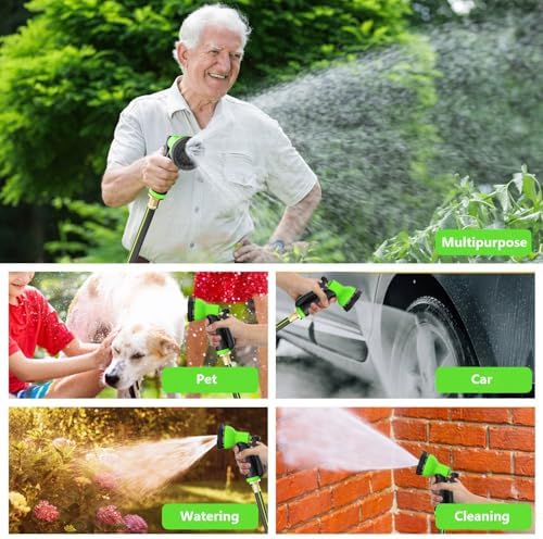 Retractable Garden Hose Reel - 1/2" x 50ft Wall Mounted Hose Reel with 10-Function Sprayer Nozzle, UV Resistant, 180°Swivel Bracke, Slow Return System (50FT) - Image 6