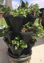 Mr. Stacky Self Watering 3 Tier Stackable Garden Vertical Plastic Planter Set, Hunter Green - Image 3