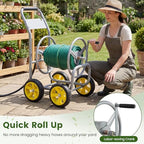 Goplus Garden Hose Reel Cart, 330ft 5/8" or 400ft 1/2" Large Capacity, Heavy-Duty Metal Hose Cart w/4 Wheels, Portable Water Hose Organizer for Outdoor Yard Planting Lawn - Image 5