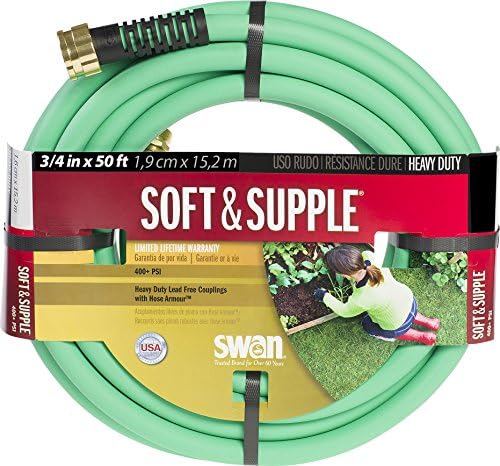 Swan Products SNSS34050 Soft & Supple Easy Coil Water Hose with Crush Proof Couplings 50' x 3/4", Green by Swan