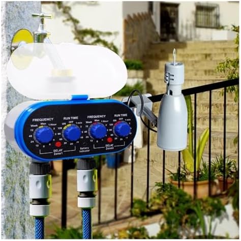 NURII Ball Valve Electronic Two Outlet Four Dials Water Timer, with Rain Sensor Garden Irrigation System for Garden (Size : with Humidity Sensor) - Image 2