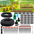 Drip Irrigation System, 100FT Drip Irrigation Kit for Garden - 50FT Main & 50FT Branch Tubing, Adjustable Nozzles for Drip or Mist Cooling, Irrigation System for Garden, Lawn, Patio, Raised Bed by PETUOL