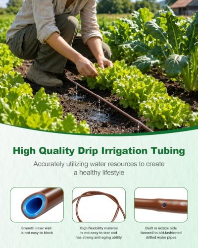 1/4 Drip Irrigation Tubing 500FT Brown Drip Line, 0.5GPH Emitters Every 6In - Image 4
