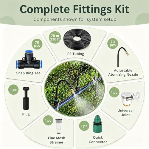 Fence-Mounted Garden Drip Irrigation System Kit | Adjustable Water Output, Flexible Nozzles, Quick-Connect, Easy Installation (30cm Nozzle, 230ft Length) - Image 4