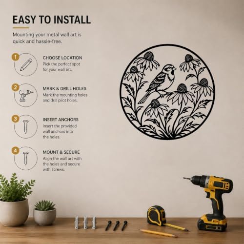Bird Perched Metal Wall Art with Single Bird and Vivid Colors Home Decor - Image 5