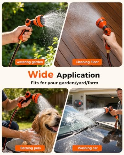 Retractable Garden Hose Reel 130 FT 1/2 Inch 180° Swivel Automatic Slow Return Any Length Lock Hose Reels for Outside 9 Pattern Sprayer Nozzle UV Resistant - Image 3