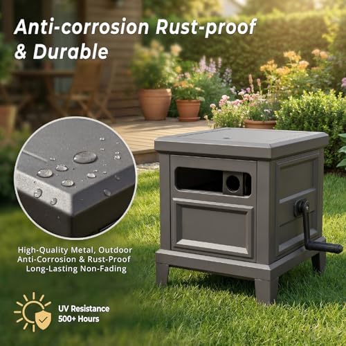 Heavy Duty Steel Garden Hose Reel Deck Box, Holds 125 ft x 5/8 inch Hose, Leak-Proof Aluminum Water System, Manual Crank with Hose Guide, 4-Leg 200LBS Stable Base, No Mount Required - Image 3