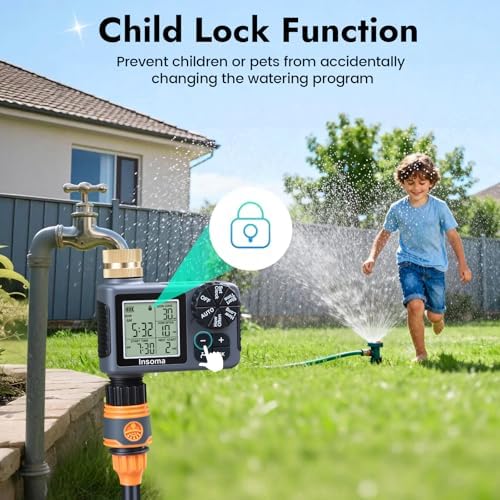 Sprinkler Timer with Brass Inlet, Water Timer for Garden Hose with Auto/Manual/Rain Delay Mode, Easy Setup Hose Timers for Lawn, Garden, Vacation Watering,1 Outlet - Image 5