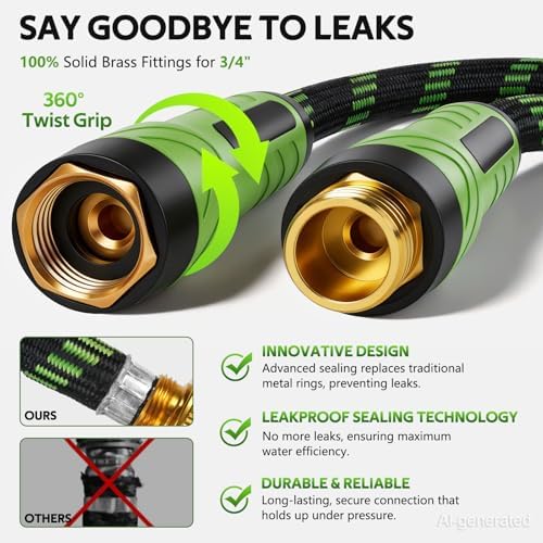 NON-EXPANDABLE Garden Hose 75 FT Water Hose with 10-Function Spray Nozzle - Image 3