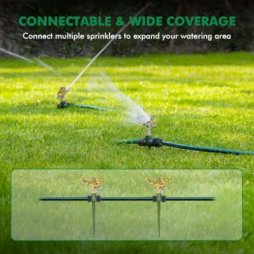 RESTMO 3 Pack All-Metal Impact Sprinkler Head on Sturdy Spike Base - Image 6