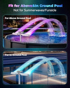 Solar Pool Fountain with 10-Color 4-Mode RGB LED Lights, Above/Inground Solar Lights with Remote, 360°Adjustable Dual Spray Waterfall Sprinkler Fountain for Relaxation & Cooling 10-20°F - Image 4
