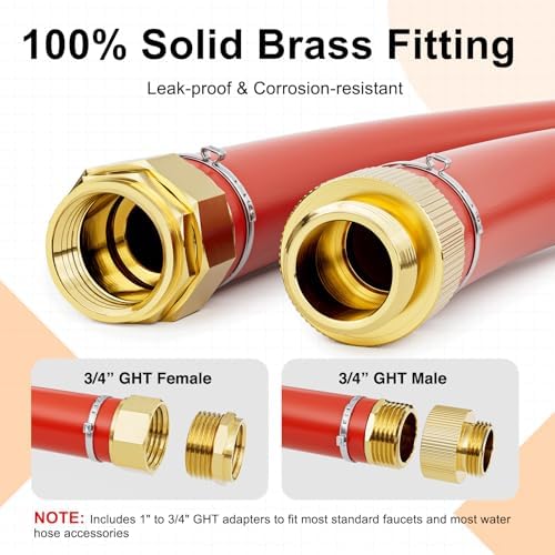 SPECILITE 1" x 100FT Hot/Cold Rubber Garden Water Hose, -50℉-190℉, Red - Image 6