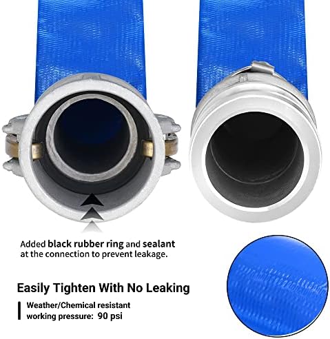 3" x 50ft PVC Lay Flat Discharge Hose With Aluminum Camlock C & E Fittings, Cam Lock Fitting, Heavy Duty Reinforced Pump Backwash Hose Assembly - Image 3