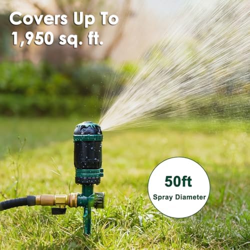 FANHAO Gear Drive Sprinkler with Metal Base, 360° Rotating Lawn Sprinkler - Image 5