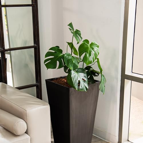 XBrand 28-Inch Tapered Planter, Large Indoor and Outdoor Plant Pot, Black, Modern Decorative Planter for Patio, Porch, Garden, Home and Entryway Décor - Image 3