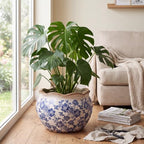 Geetery Ceramic Planter Pot Large 11 Inch Round Plant Pot with Drainage Hole Crackle Glaze Vintage Farmhouse Planter Flower Vase for Indoor Outdoor Home Kitchen Garden Decor (Chinoiserie, Blue, Large) - Image 4