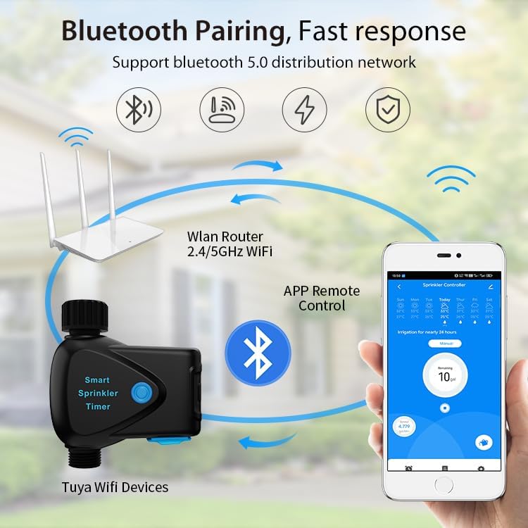Smart WiFi Garden Hose Water Timer - 1 Outlet, Drip Irrigation System, Sprinkler Controller, No Hub Required, Manual/Timer/Quantitative Control - Image 3