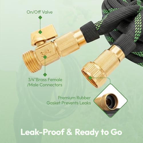E& P Garden Hose 100ft, Non-Expanding Water Hose with 10-Function Nozzle - Image 2
