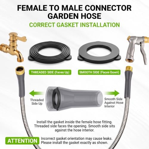 25ft Stainless Steel Garden Hose, Kink-Free Metal Hose for Yard & RV - Image 2