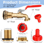 Tujoe 3 Set Brass Rain Barrel Spigot, Rain Faucet Kit for Tanks - Image 2