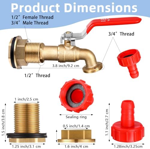 Tujoe 3 Set Brass Rain Barrel Spigot, Rain Faucet Kit for Tanks - Image 2