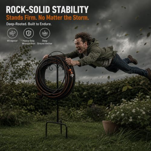 Freestanding Garden Hose Holder Stand – Heavy Duty Hose Hanger Stand, Outdoor Hose Organizer, Water Hose Stand Rack, Hose Butler Storage for Yard Lawn Garden（black） - Image 2