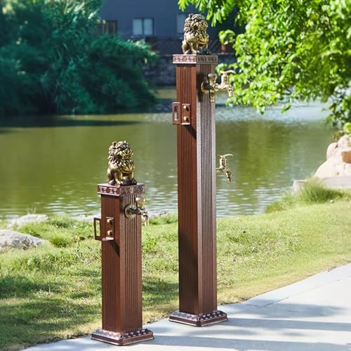 Freestanding Outdoor Faucet with Tap and Spray Gun, Vertical Garden Water Column with Hose Holder for Garden Irrigation, Car Washing, Watering(69cm/27.1in) - Image 2