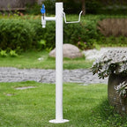 Outdoor 304 Stainless Steel Cylindrical Vertical Garden Water Column, Decorative Yard Hydrant Water Feature Fountain, Freestanding Garden Hose Holder with Full Copper Faucet,for Irrigation and Water by Unknown