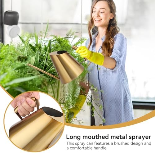 Watering Can for Indoor Plants, Metal Watering Can with Long Spout Stainless Steel Water Cans for House Plants Small Water Can for Succulent Bonsai Garden Flower(L) - Image 3