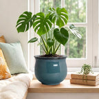 8 Inch Ceramic Self Watering Plant Pots, Ceramic Planter, Retro Blue - Image 4