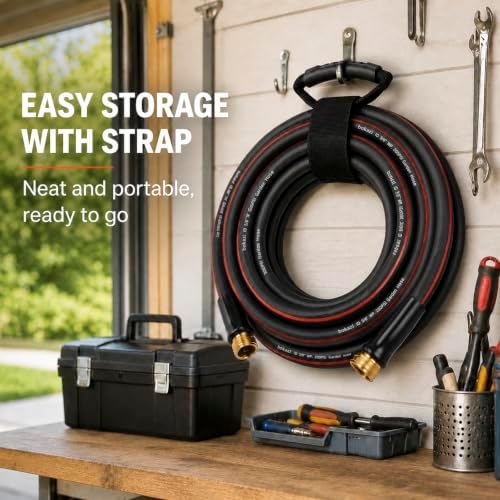 25FT Rubber Garden Hose, 5/8'' Flexible Water Hose & 3/4'' Brass Fittings - Image 3
